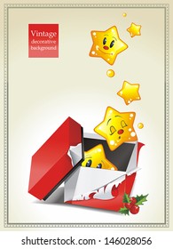 Christmas gifts boxes with stars. A gift for Christmas, Birthday, Wedding, or Valentine's day. Vector illustration for xmas gift box