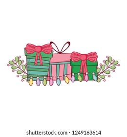 christmas gifts boxes with wreath