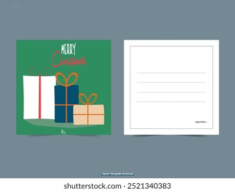 Regalos de Navidad. Tarjeta de Navidad en formato cuadrado. Ilustración vectorial