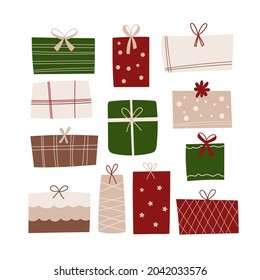 Christmas Gifts clipart set. Vector illustration.