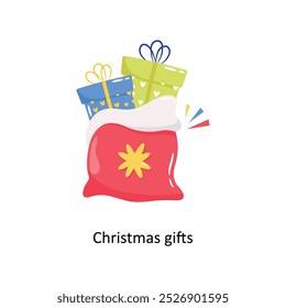 Christmas gifts doodle vector outline Sticker. EPS 10 file