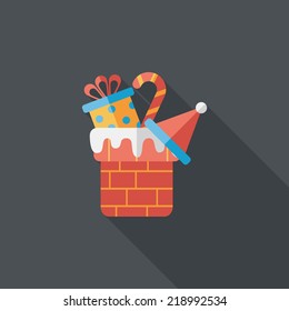 Christmas gifts flat icon with long shadow,eps10