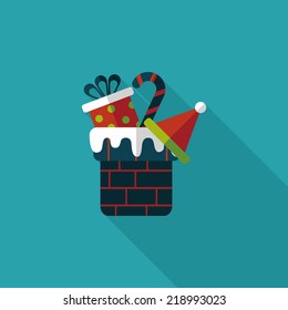 Christmas gifts flat icon with long shadow,eps10