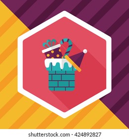 Christmas gifts flat icon with long shadow,eps10