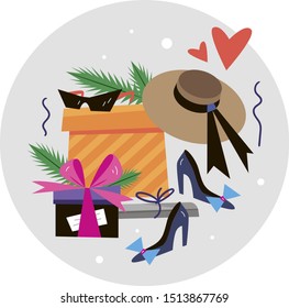 Christmas gifts. Flat style vector 