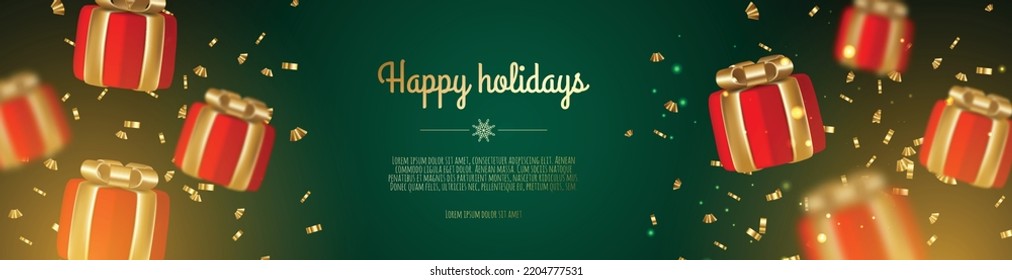 Christmas gifts holiday realistic 3d objects. Christmas decorative composition.