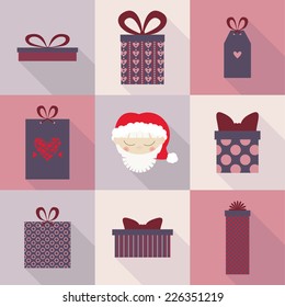 Christmas gifts. icons. Santa Claus