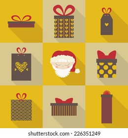 Christmas gifts. icons. Santa Claus (yellow)