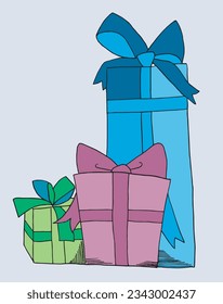 Christmas gifts illustration image. 
Hand drawn image artwork of a christmas gifts. 
Simple cute original logo.
Hand drawn vector illustration for posters, cards, t-shirts.