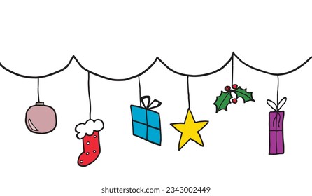 Christmas gifts illustration image. 
Hand drawn image artwork of a christmas gifts. 
Simple cute original logo.
Hand drawn vector illustration for posters, cards, t-shirts.