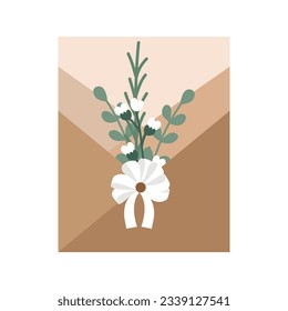 Christmas gifts in kraft paper set. DIY rustic present boxes in craft wrappings with twine bows and branches, Xmas wreaths, and envelopes. Brown Gift Box Illustration.
