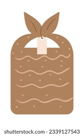 Christmas gifts in kraft paper set. DIY rustic present boxes in craft wrappings with twine bows and branches, Xmas wreaths, and envelopes. Brown Gift Box Illustration.