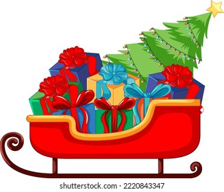 Christmas gifts on sleigh illustration