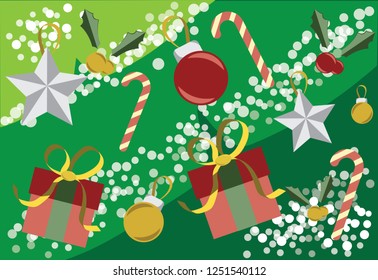 Christmas gifts on tree background