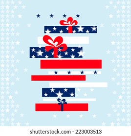 Christmas Gifts Painted in American Flag Colors