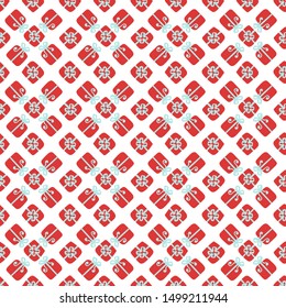 Christmas gifts pattern. Box with ribbon and bow. Winter holiday wallpaper. Seamless texture for the New Year