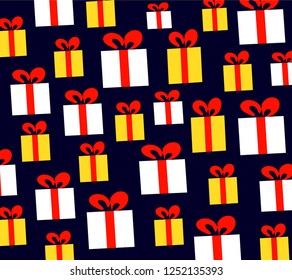 Christmas gifts pattern. Vector illustration