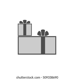 Christmas gifts ribbons icons set. Giftbox black signs decoration, isolated on white background. Flat design. Symbol of New Year celebration, presents, surprise, Xmas, holiday Vector illustration