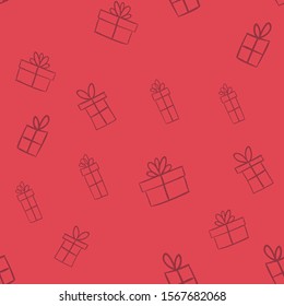 Christmas gifts seamless pattern. Doodle illustrations texture. Xmas presents.