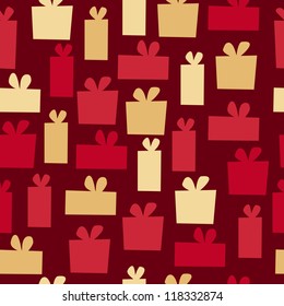 Christmas gifts seamless pattern. Vector design template.
