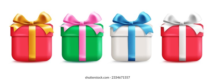 Christmas gifts set vector design. Christmas gift boxes for surprise and present ornament decoration. Vector illustration colorful gifts collection. 