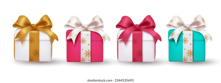 Christmas gifts set vector design. Gift boxes ornaments for holiday, occasion and  celebration elements decoration. Vector illustration xmas surprise gift collection.
