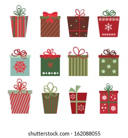 Christmas gifts A site of twelve Christmas gifts on white background