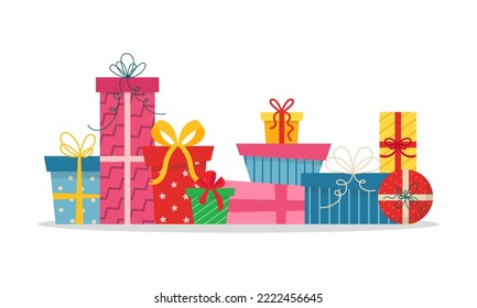 Christmas gifts under the tree. Vector illustration.