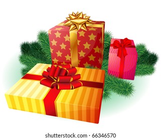 Christmas gifts. Vector.