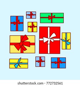 Christmas gifts. Vector illustration.