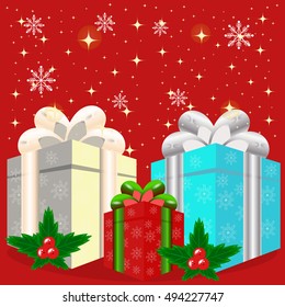 Christmas gifts vector illustration. Holiday card