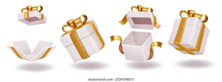 Christmas gifts vector set design. Gift boxes for christmas surprise and present elements decoration in elegant color. Vector illustration gift box collection.