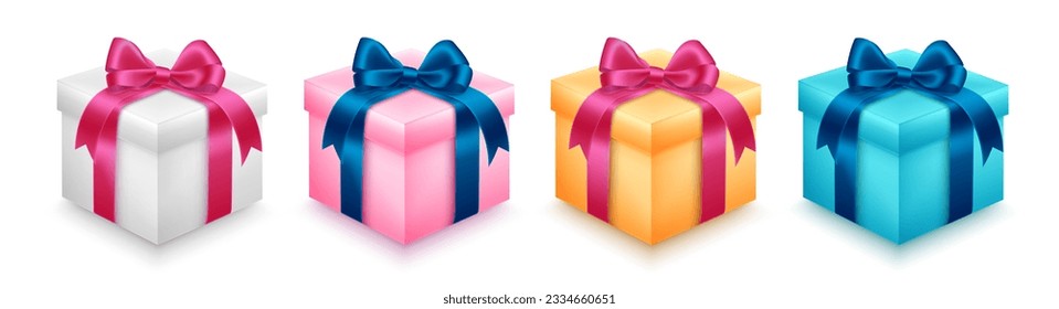 Diseño de conjuntos vectoriales de regalos de Navidad. Recogida de cajas de regalo de Navidad para la celebración navideña elementos sorpresa. Decoración de la caja de regalo de navidad de ilustración vectorial.
