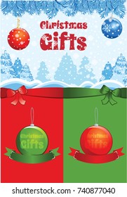 Christmas Gifts vector Template with Balls