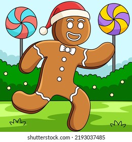 Caricatura coloreada del hombre de pan jengibre de Navidad 