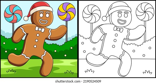 Christmas Ginger Bread Man Coloring Page 