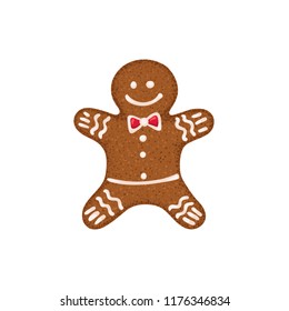 Christmas ginger bread vector illustration isolated on white background. Gingerbread man.