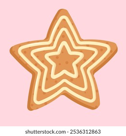 Christmas ginger cookie star shape isolated cartoon style