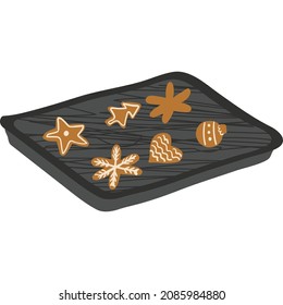 Christmas ginger cookie sweet treat icon vector