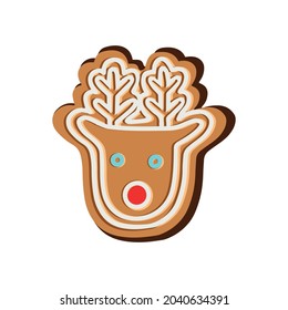 Christmas ginger cookies in the deer. Vector illustration