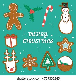 Christmas ginger cookies set.