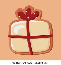 Cajón de regalo de jengibre de Navidad y la crema de galletitas en colores rojo y crema
