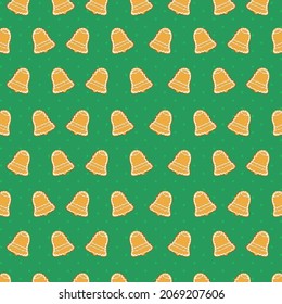 Christmas gingerbread bell cookies pattern. Vector illustration background.
