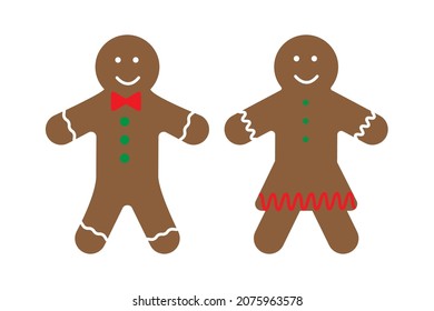 Christmas gingerbread. Boy, girl sign. Celebration cookies. Winter time. Cartoon design. Vector illustration. Stock image. 
