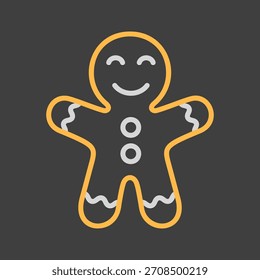 Christmas gingerbread brown vector on dark background icon. Winter sign. Graph symbol for event and holiday web site and apps design, logo, app, UI