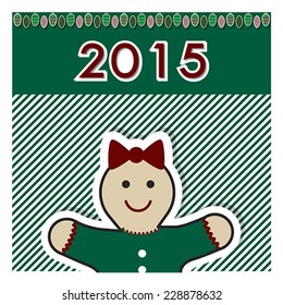 Christmas gingerbread card 2015, vector