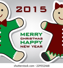 Christmas gingerbread card 2015, vector