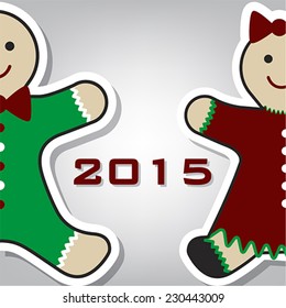 Christmas gingerbread card 2015, vector