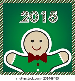 Christmas gingerbread card 2015, vector