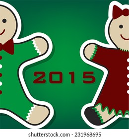 Christmas gingerbread card 2015, vector